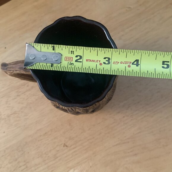 Vintage 3D brown tree trunk mug w/ open mouth & teeth, animated forest friends - Picture 7 of 10